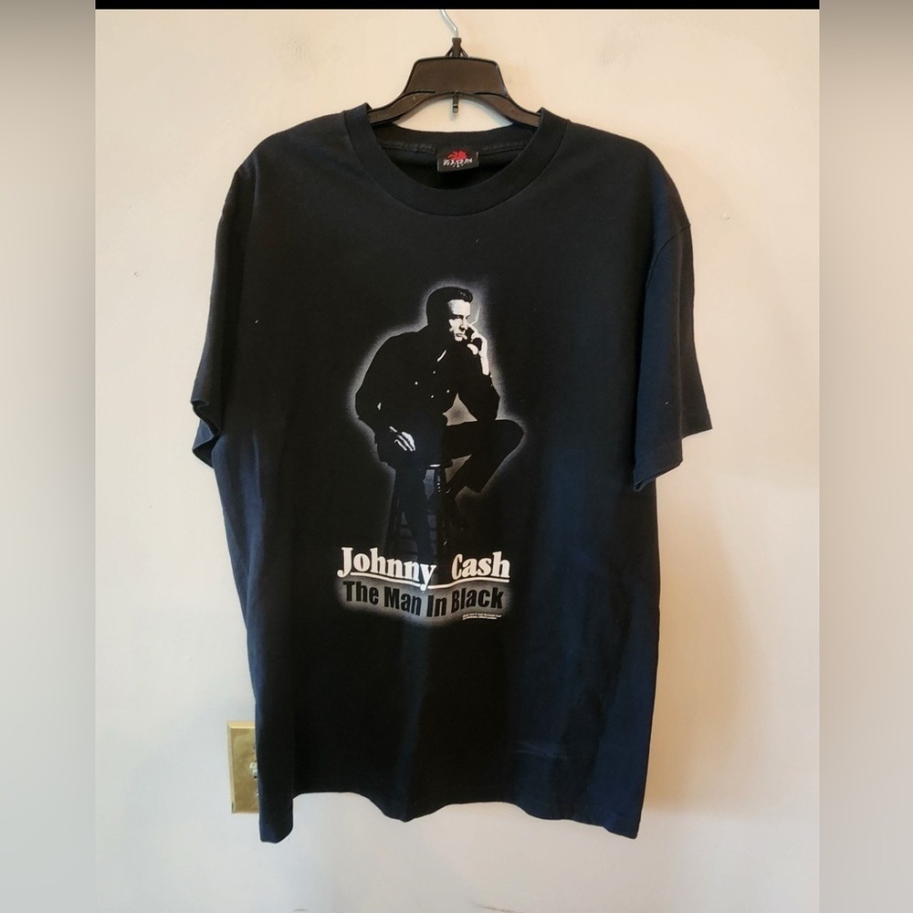 Vtg Zion Rootswear Y2K Johnny Cash Man In Black Unisex T-Shirt Large